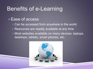 Advantages of elearning summary | PPTX
