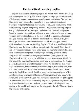 Advantages of english | PDF