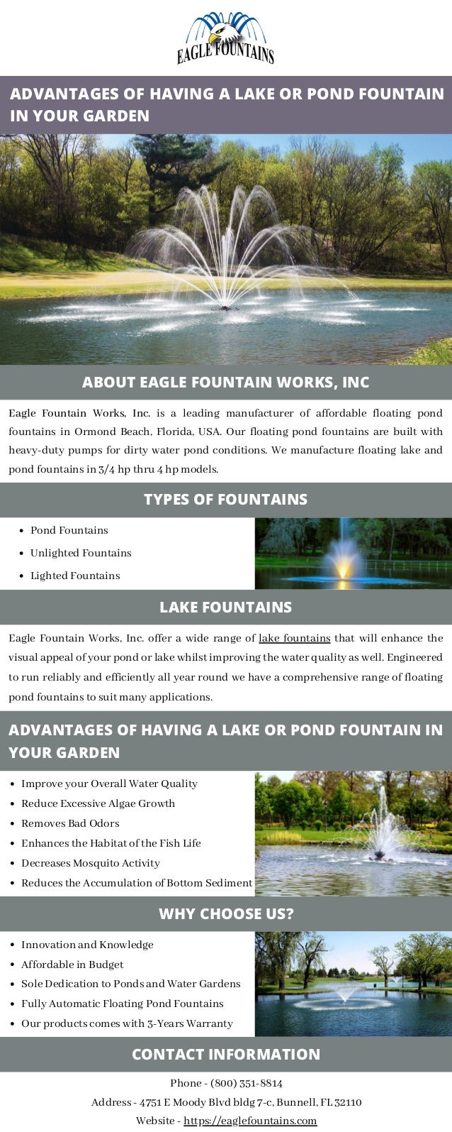 Advantages of Having a Lake or Pond Fountain in Your Garden