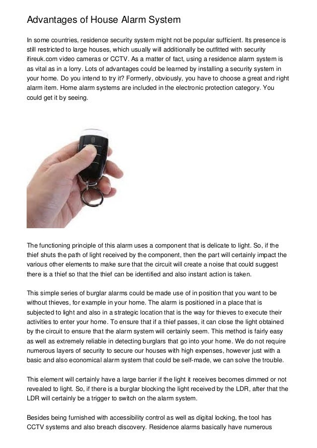 Advantages Of House Alarm System