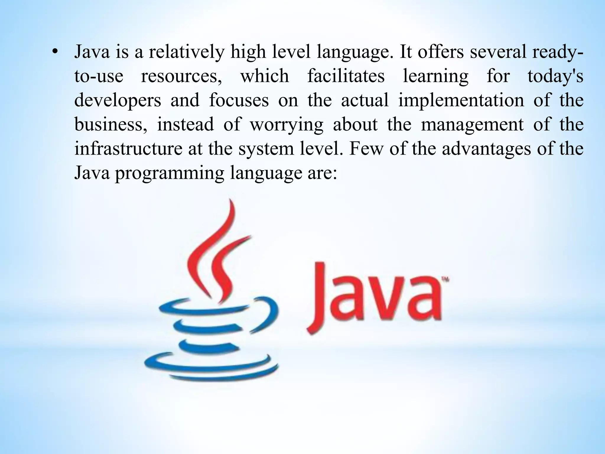 Advantages of java programming language | PPT