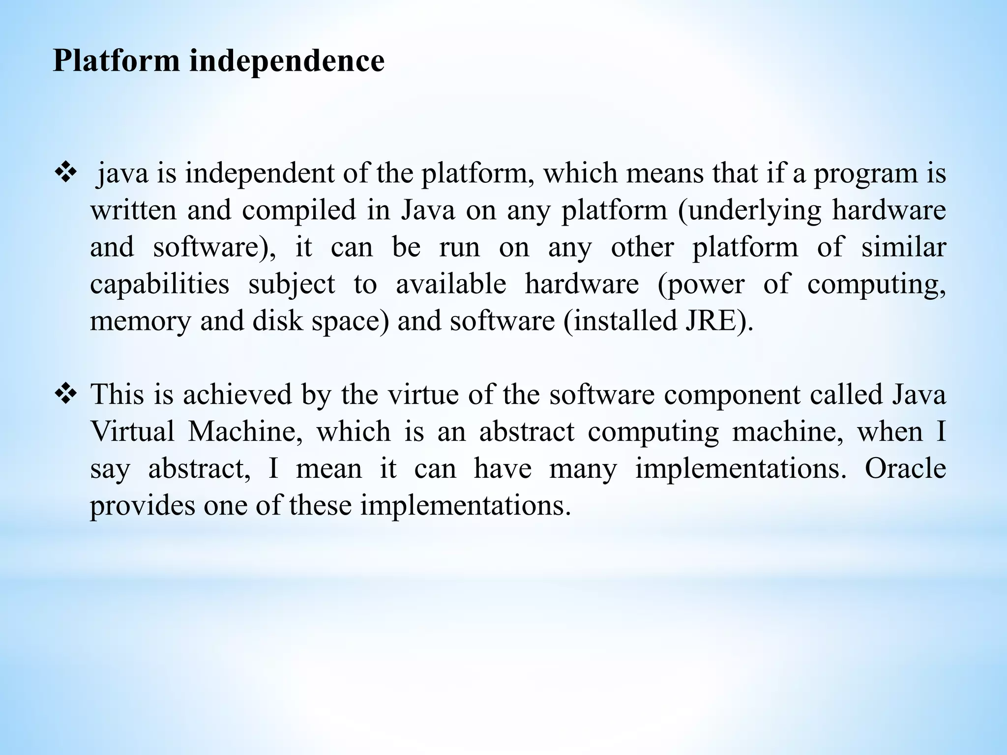 Advantages of java programming language | PPT