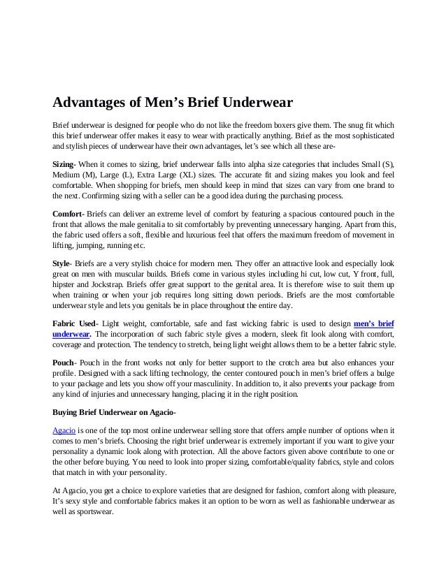 Advantages of Men’s Brief Underwear