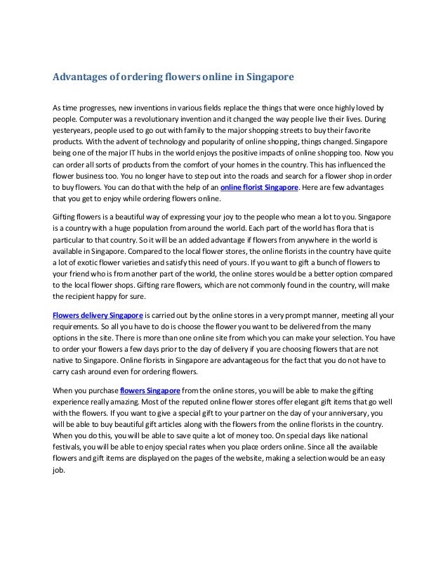 Advantages of ordering flowers online in singapore