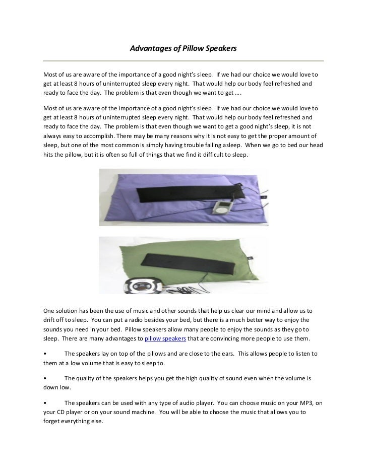 Advantages Of Pillow Speakers