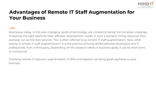 Advantages of Remote IT Staff Augmentation for your Business | PDF