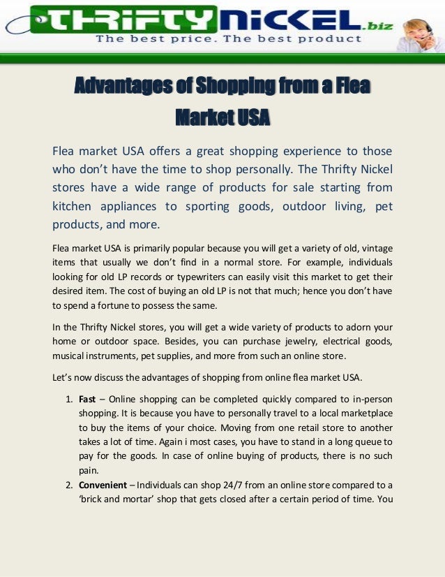 Advantages Of Shopping From A Flea Market Usa