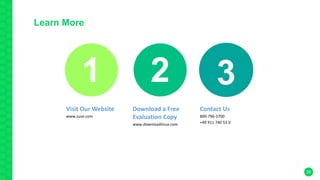 Learn More
20
Visit Our Website
www.suse.com
Download a Free
Evaluation Copy
www.downloadlinux.com
Contact Us
800-796-3700
+49 911 740 53 0
 