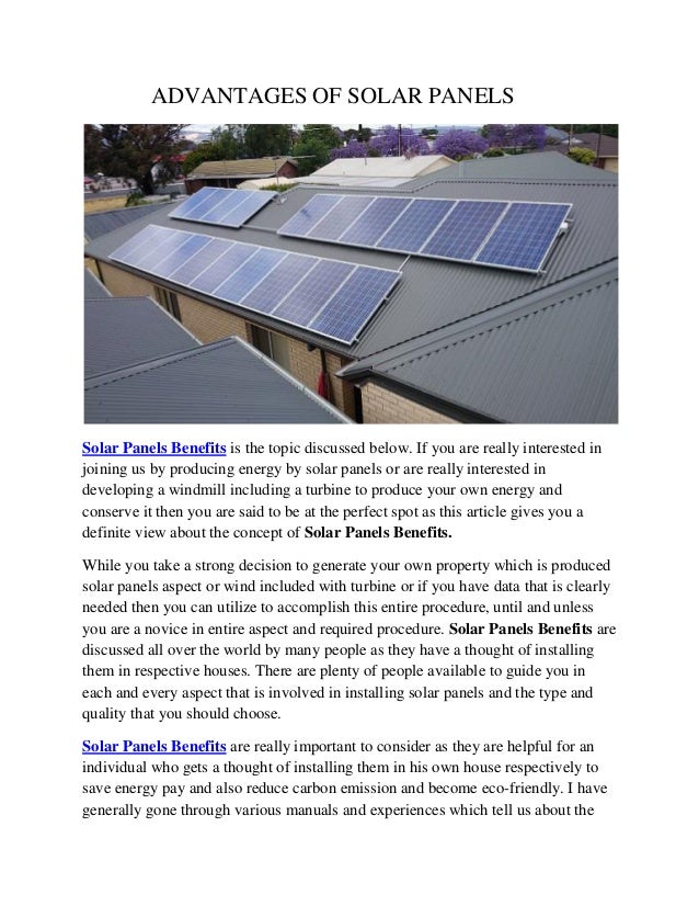 Advantages of solar panels