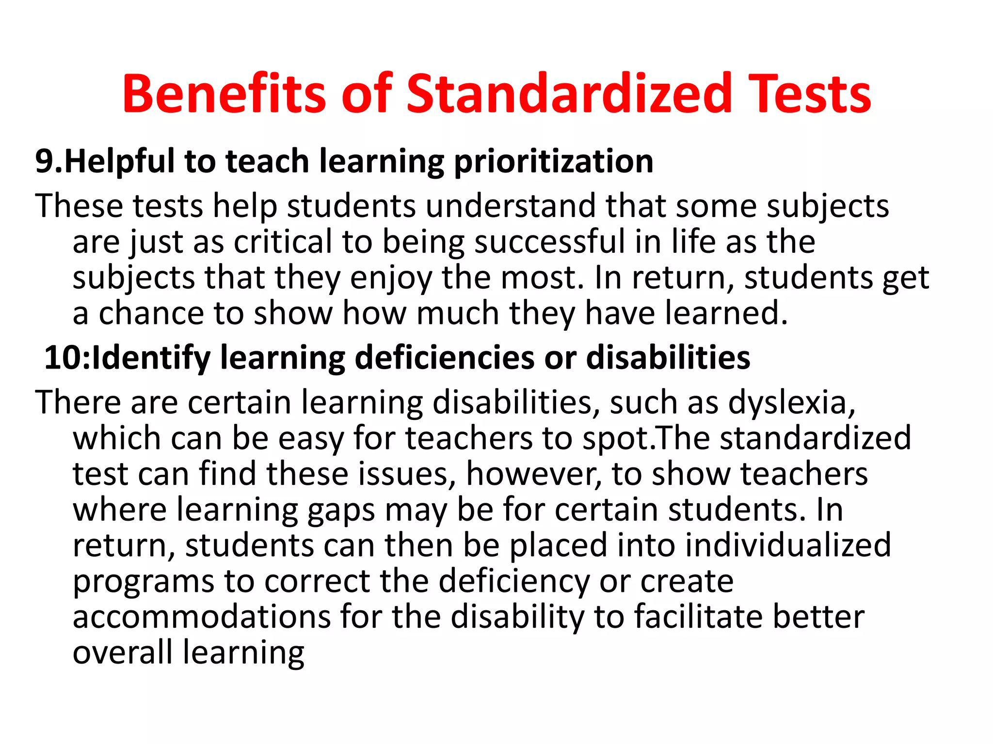 Advantages of standardized test | PPTX | Standardized Testing ...