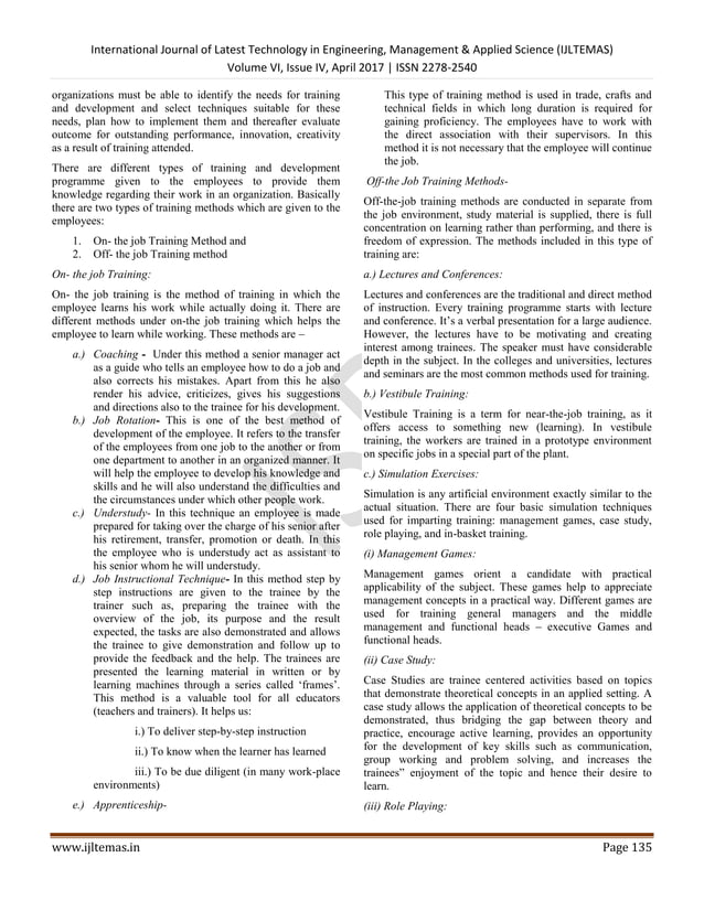 Advantages Of The Training And Development For The Employees Pdf