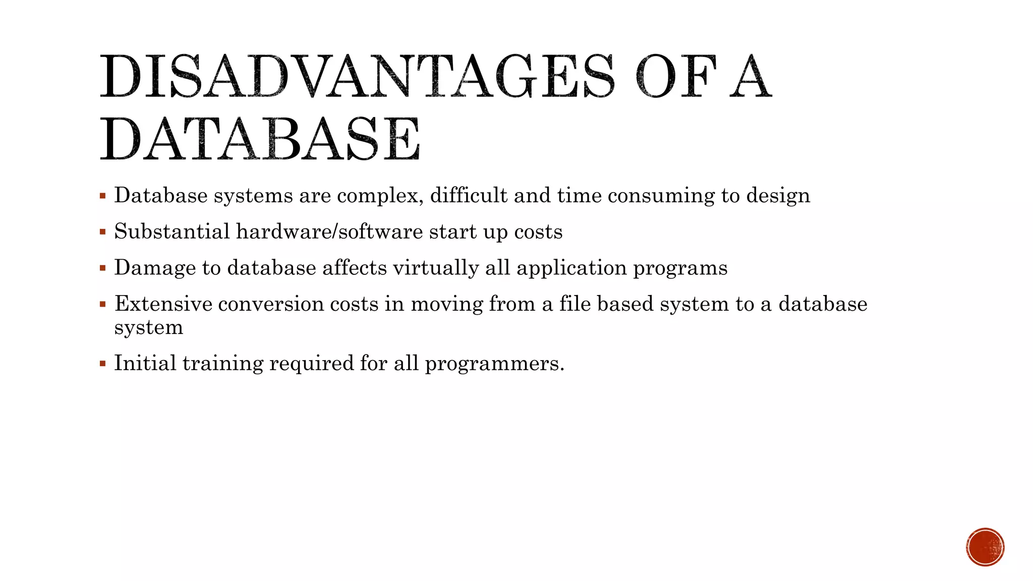 Advantages of using a database | PPT