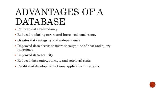 Advantages of using a database | PPT