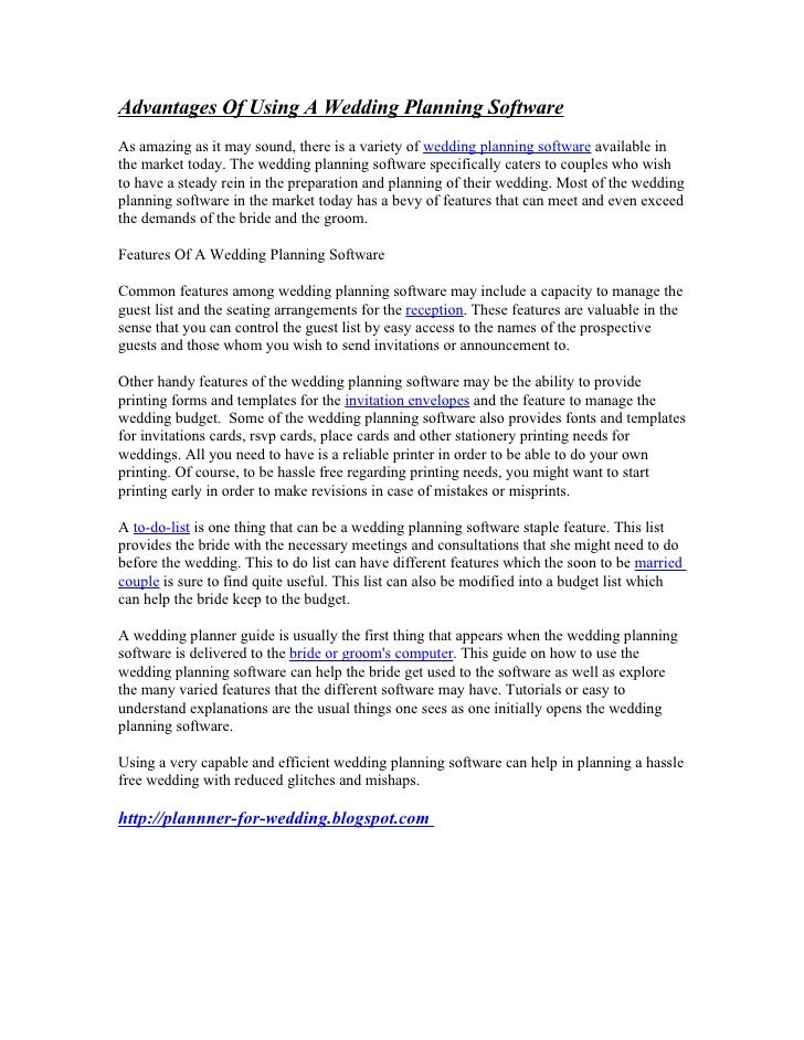 advantages of using a wedding planning software