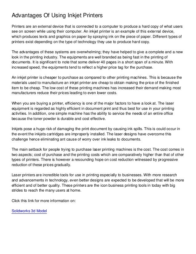 Advantages Of Using Inkjet Printers