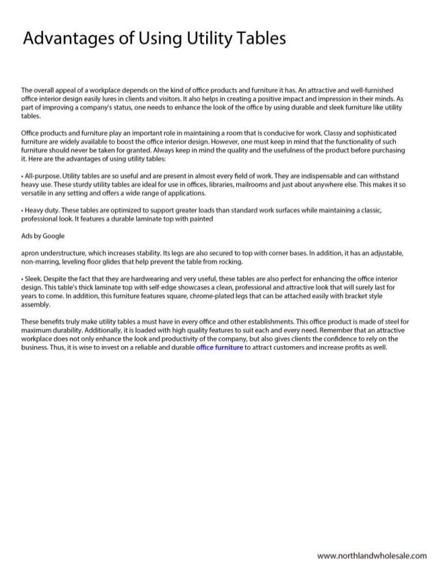 Advantages of using utility tables