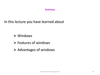 Advantages of windows | PPTX