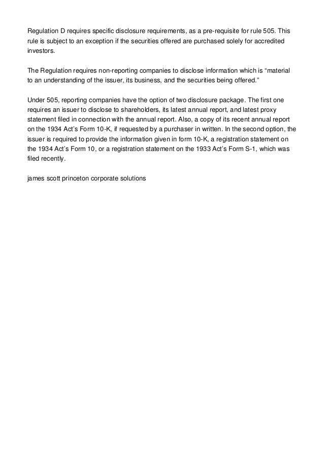 Advantages to Regulation D Rule 505 Advantages to Regulation D Rule 505