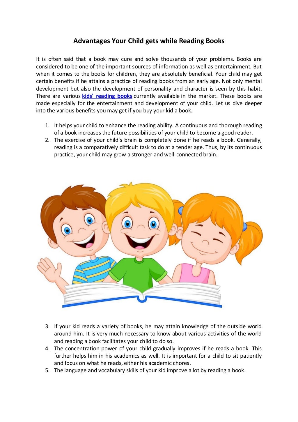 Advantages your child gets while reading books