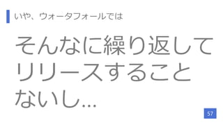 いや、ウォータフォールでは
そんなに繰り返して
リリースすること
ないし… 57
 