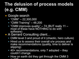 I’m no fan of IEEE 829Used as a strategy checklistScarily vague (don’t go there)Used as a documentation template/standardFlexible, not prescriptive, but encourages copy and edit mentality (documents that no one reads)But many many testers seek guidance onWhat to consider in a test strategyCommunicating their strategy to stakeholders and project participants