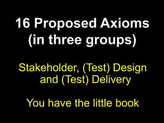 How can we use Test Axioms?Test Axioms are not beginners guides