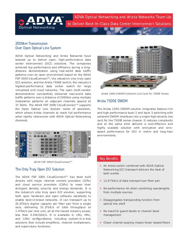 ADVA Optical Networking and Arista Networks in an Open MultiVendor D…