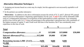 Alternative Allocation Technique 1
 Assigning net income based on a ratio may be simple, but this approach is not necessa...