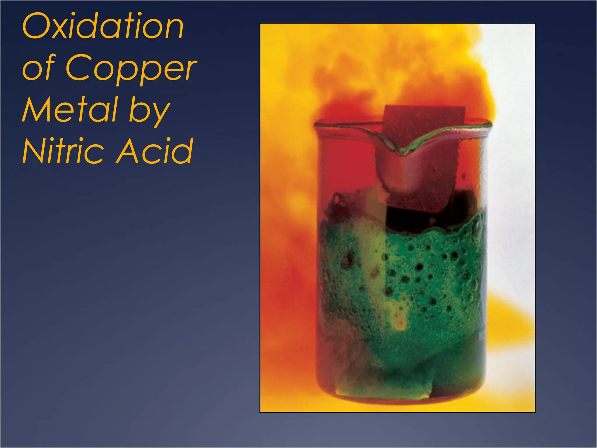 Oxidation
of Copper
Metal by
Nitric Acid
 