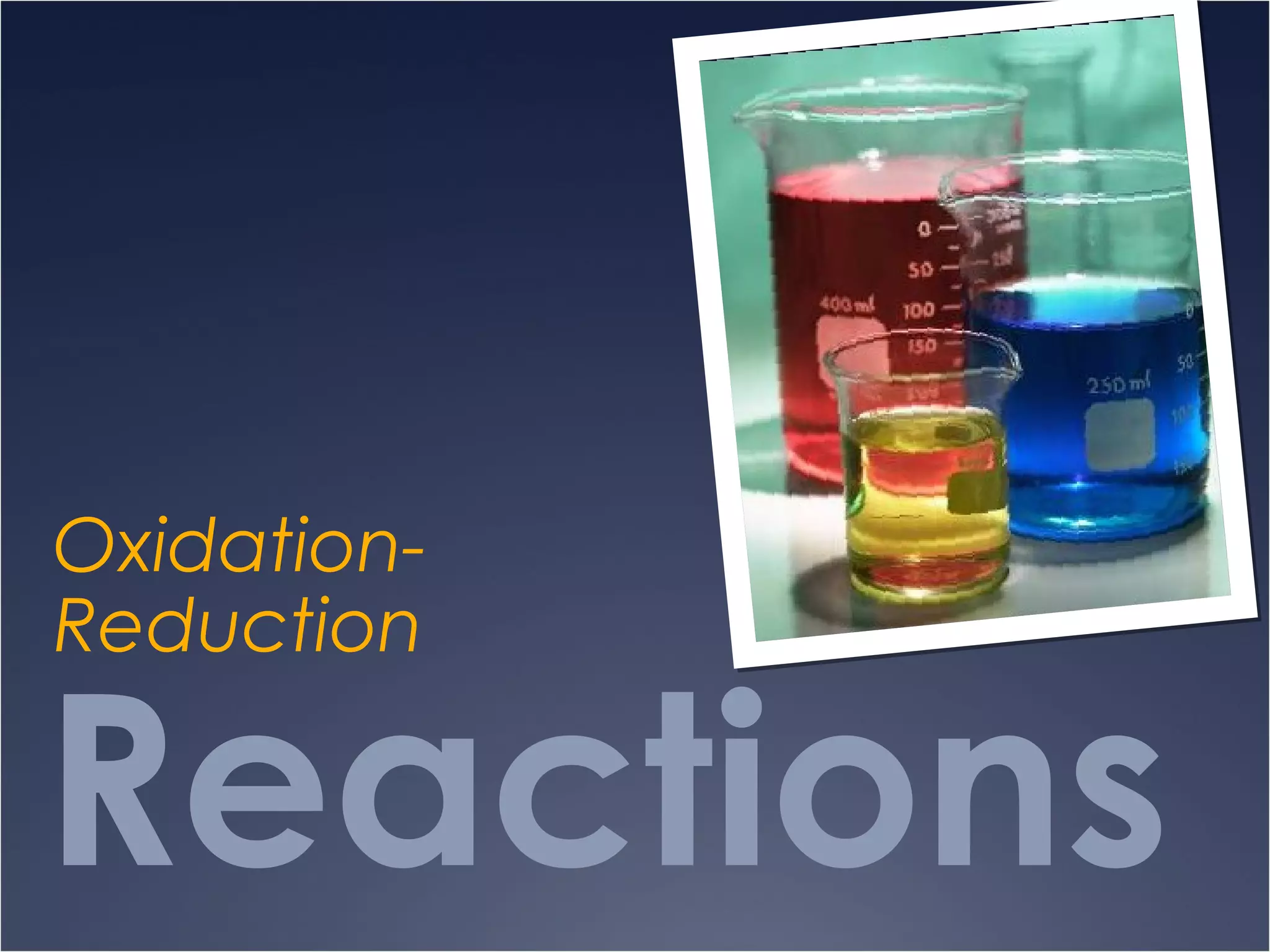 Reactions
Oxidation-
Reduction
 