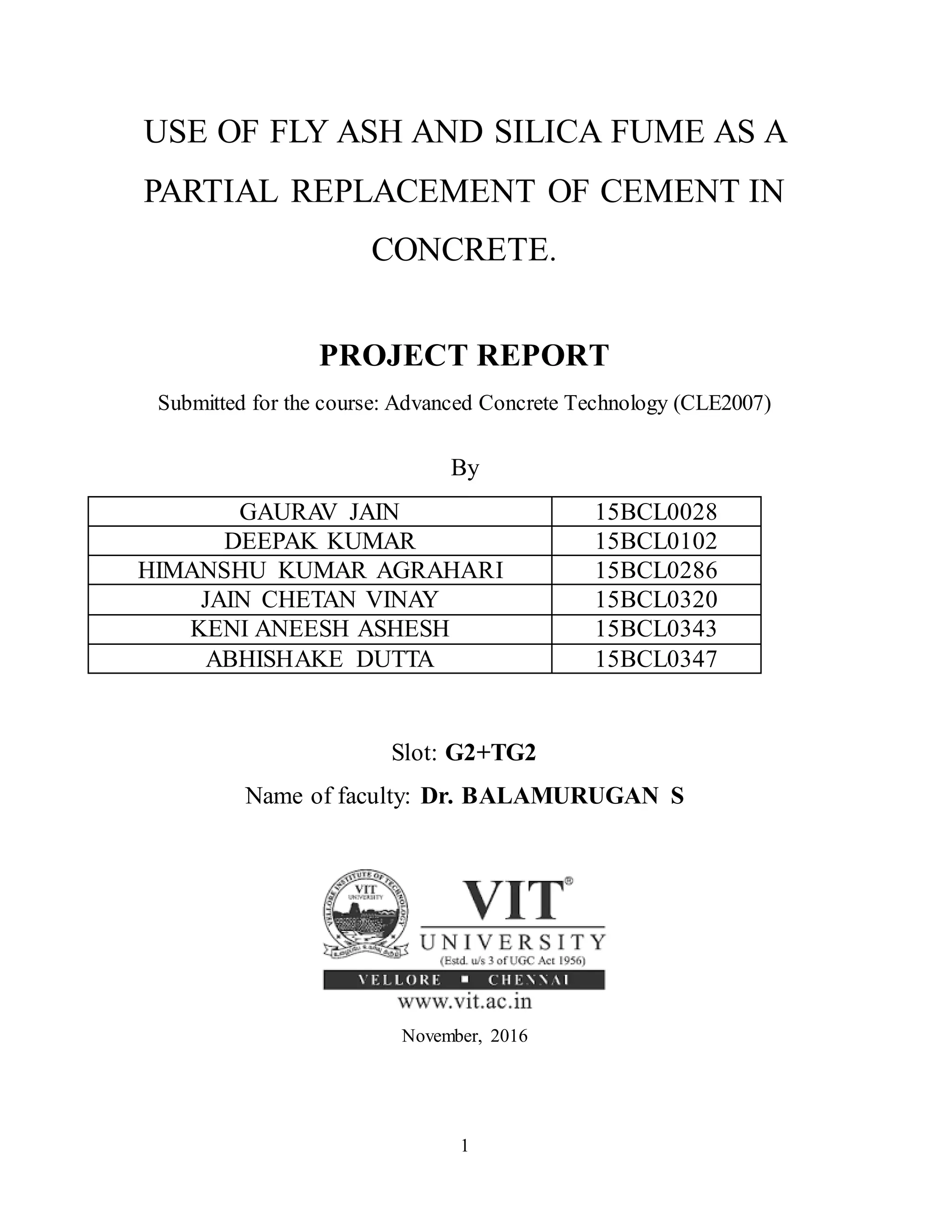 use of fly ash and silica fume as a partial replacement of cement in ...