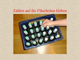 Zahlen auf die Fläschchen kleben 
