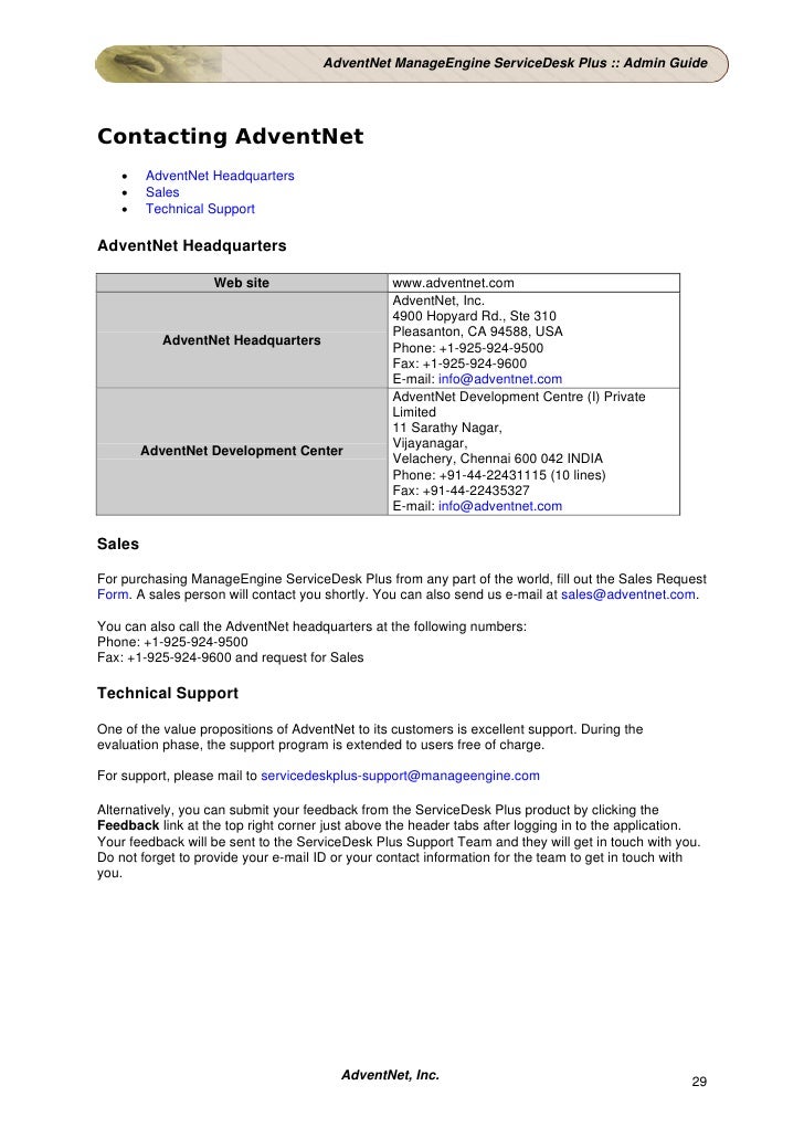 Advent Net Manage Engine Service Desk Plus Help Admin Guide