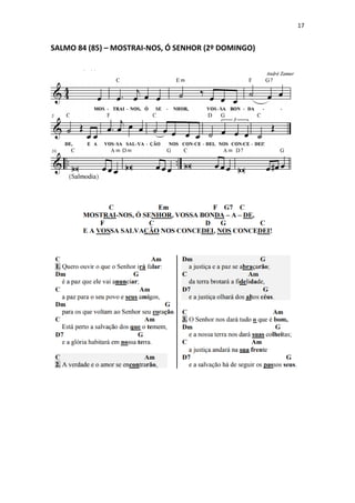 17
SALMO 84 (85) – MOSTRAI-NOS, Ó SENHOR (2º DOMINGO)
 