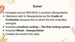 First Wheel Sumer Advent of Civilizations social studiess | PPTX