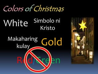 Colorsof ChristmasWhiteSimboloniKristoGoldMakaharingkulayRed/Green