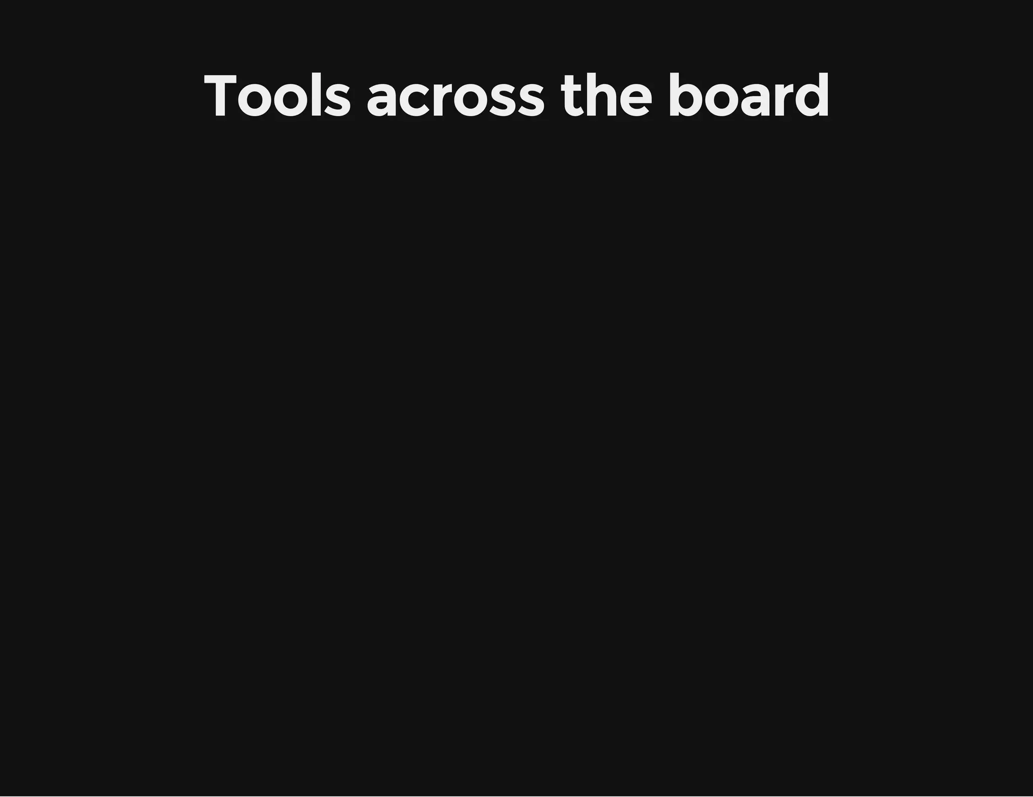 Tools across the board 