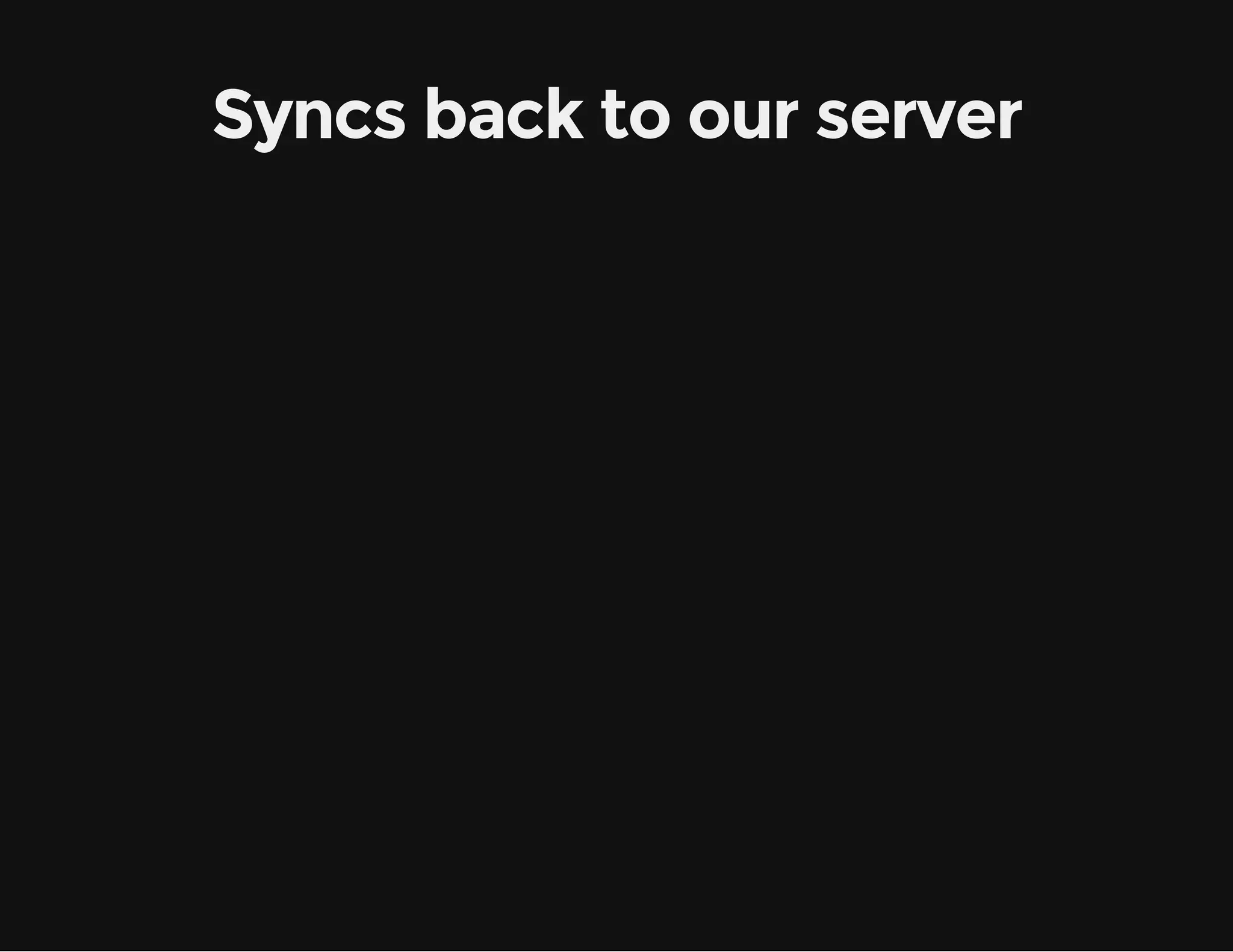 Syncs back to our server 