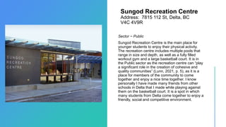 Spsc 2210
Relation
• Sungod Recreation Centre relates to Spsc 2210 as it uses
recreation in different forms to “continuall...