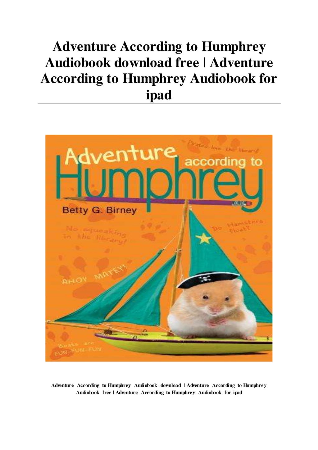 Adventure According to Humphrey Audiobook download free Adventure