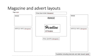Magazine and advert layouts
 