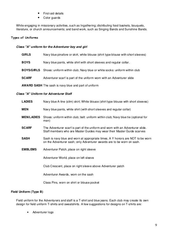 Adventurer club manual