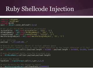 Ruby Shellcode Injection 
 