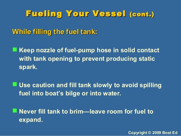 How Can You Prevent Static Sparks While Filling Your Boat's Fuel Tank?