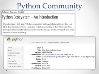 Python Community




                   17
 