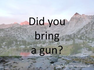 Did you
bring
a gun?
The Painted Lady, Kings Canyon NP
 