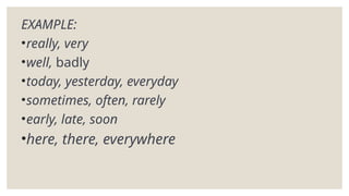 parts of speech adverb.pptx for elementary and high school students | PPTX