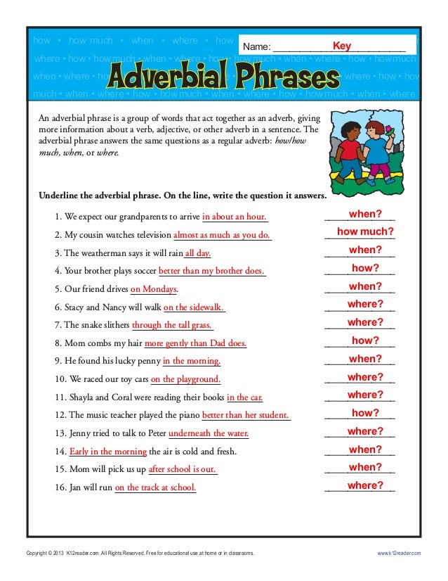 Add Adverbial Phrases Worksheet