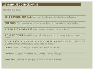 ADVERBIALES CONDICIONALES
 