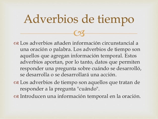 Adverbios de tiempo